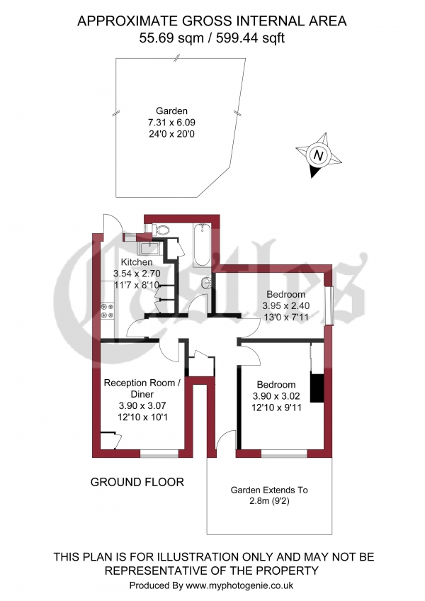 Floor Plan Image for 2 Bedroom Property for Sale in Boreham Road, Haringey, N22