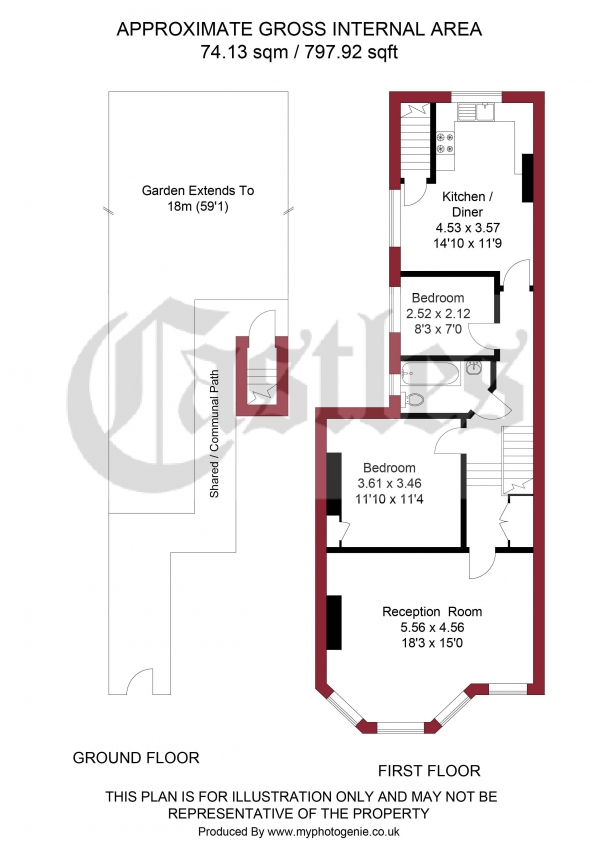 Floor Plan Image for 2 Bedroom Apartment for Sale in Manor Road, Bowes Park, N22