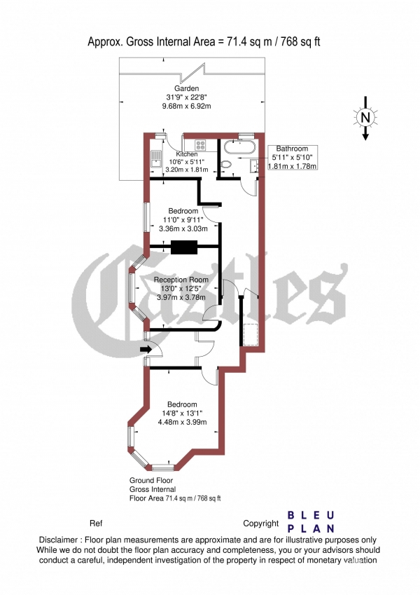 Floor Plan Image for 2 Bedroom Property for Sale in Sylvan Avenue, London, N22