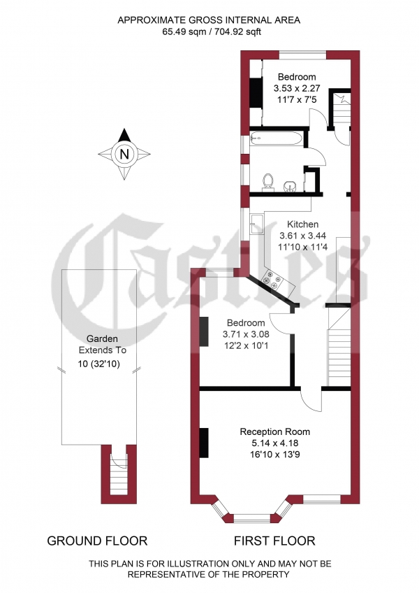 Floor Plan Image for 2 Bedroom Apartment for Sale in Lyndhurst Road, London, N22
