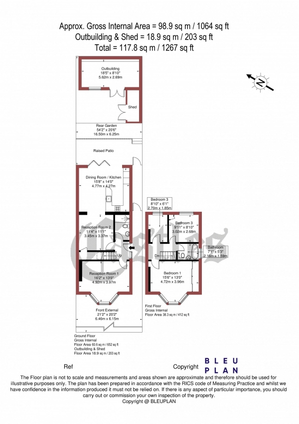 Floor Plan for 3 Bedroom Terraced House for Sale in Devonia Gardens, London, N18, N18, 1AF - Offers in Excess of &pound550,000