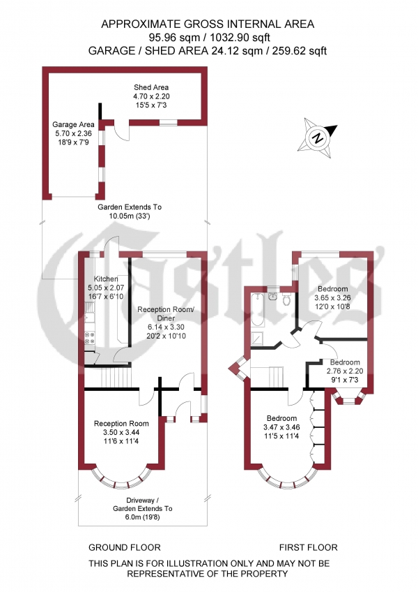 Floor Plan Image for 3 Bedroom Terraced House for Sale in Pasteur Gardens, London, N18