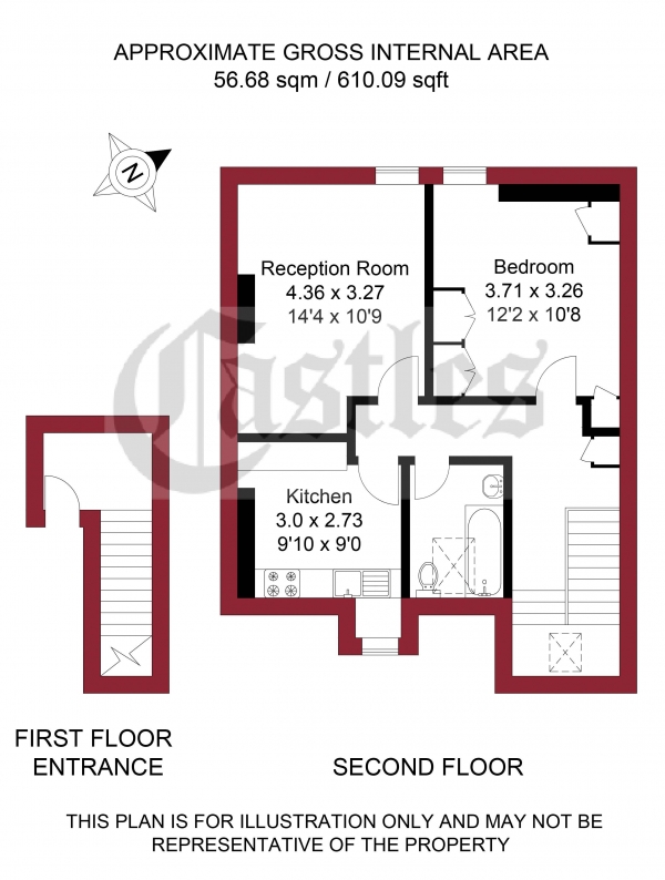 Floor Plan Image for 1 Bedroom Apartment for Sale in Palmerston Road, Wood Green, N22