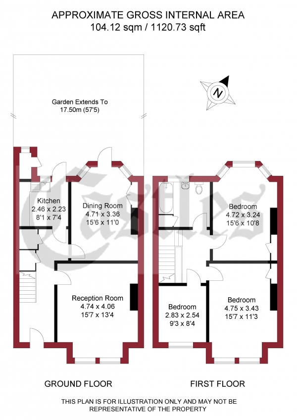 Floor Plan Image for 3 Bedroom Terraced House for Sale in Boundary Road, London, N22