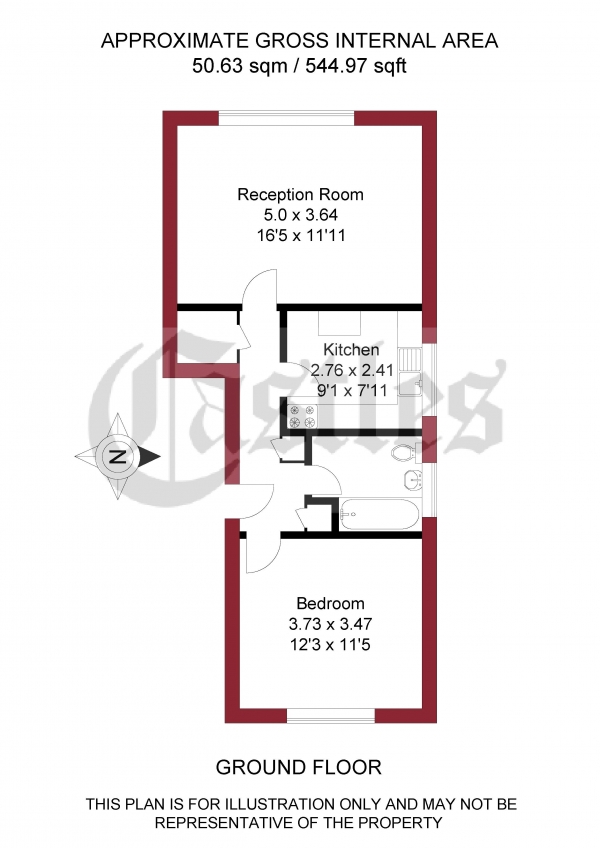 Floor Plan Image for 1 Bedroom Apartment for Sale in Palmerton Road, London, N22