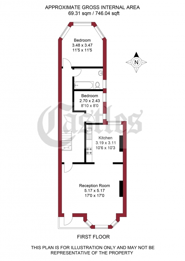 Floor Plan Image for 2 Bedroom Apartment for Sale in Sylvan Avenue, London, N22