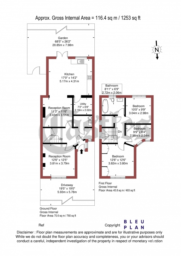 Floor Plan Image for 3 Bedroom Semi-Detached House for Sale in Upsdell Avenue, Palmers Green, N13