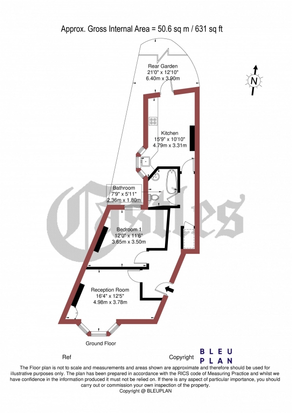 Floor Plan Image for 1 Bedroom Apartment for Sale in Gladstone Avenue, London, N22