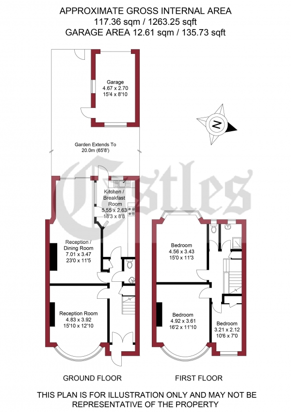 Floor Plan Image for 3 Bedroom Terraced House for Sale in Great Cambridge Road, London, N17