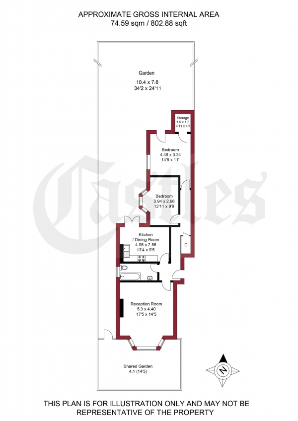 Floor Plan Image for 2 Bedroom Apartment for Sale in Myddleton Road, Bowes Park, N22