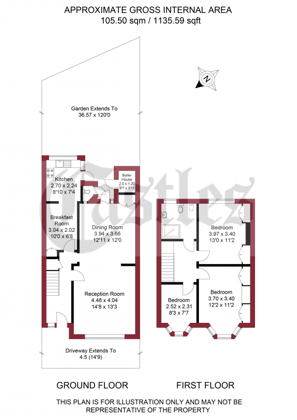 Floor Plan Image for 3 Bedroom Terraced House for Sale in Princes Avenue, Palmers Green, N13