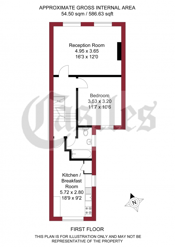 Floor Plan Image for 1 Bedroom Apartment for Sale in Sidney Road, London, N22