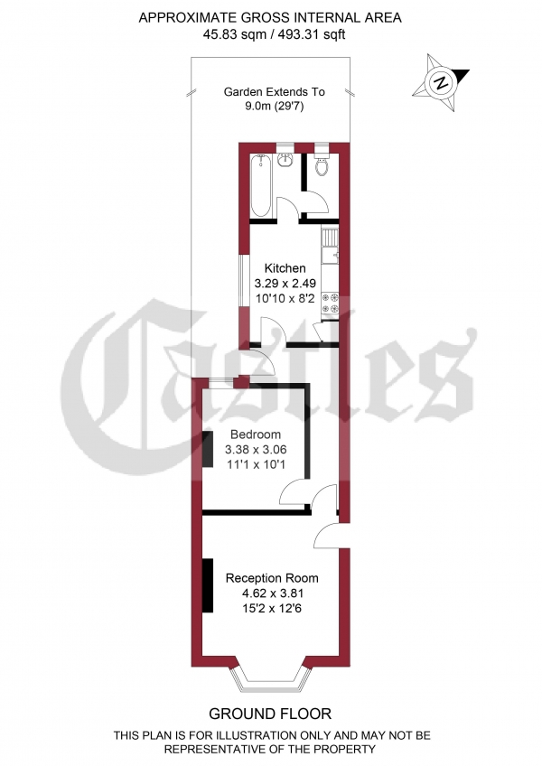 Floor Plan Image for 1 Bedroom Apartment for Sale in Russell Road, Bowes Park, N13