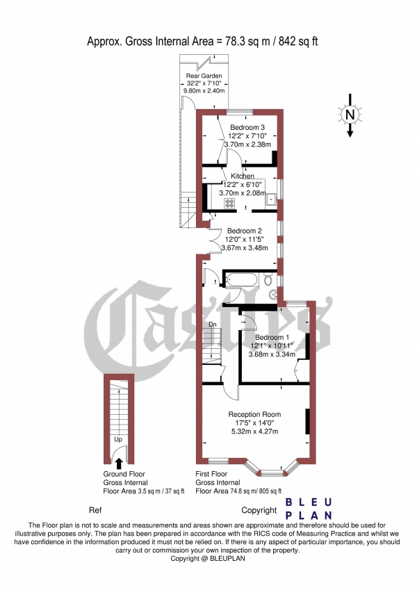 Floor Plan Image for 2 Bedroom Maisonette for Sale in Lyndhurst Road, London, N22