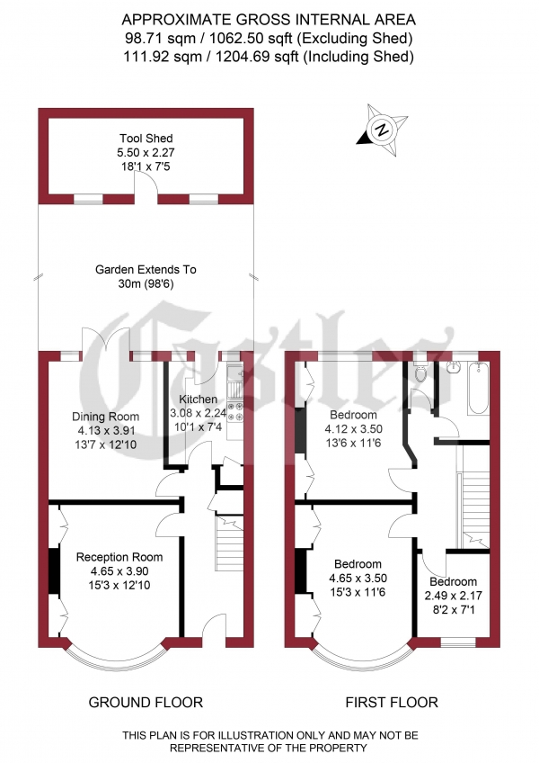 Floor Plan Image for 3 Bedroom Terraced House for Sale in Hillside Gardens, Cline Road, N11