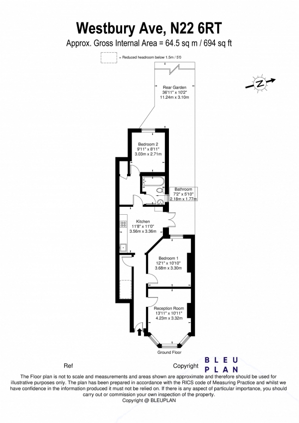 Floor Plan Image for 2 Bedroom Property for Sale in Westbury Avenue, London, N22