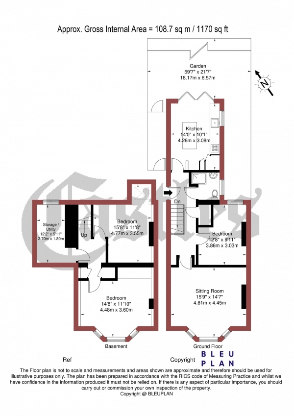 Floor Plan Image for 3 Bedroom Property for Sale in Bounds Green Road, Bounds Green, N11