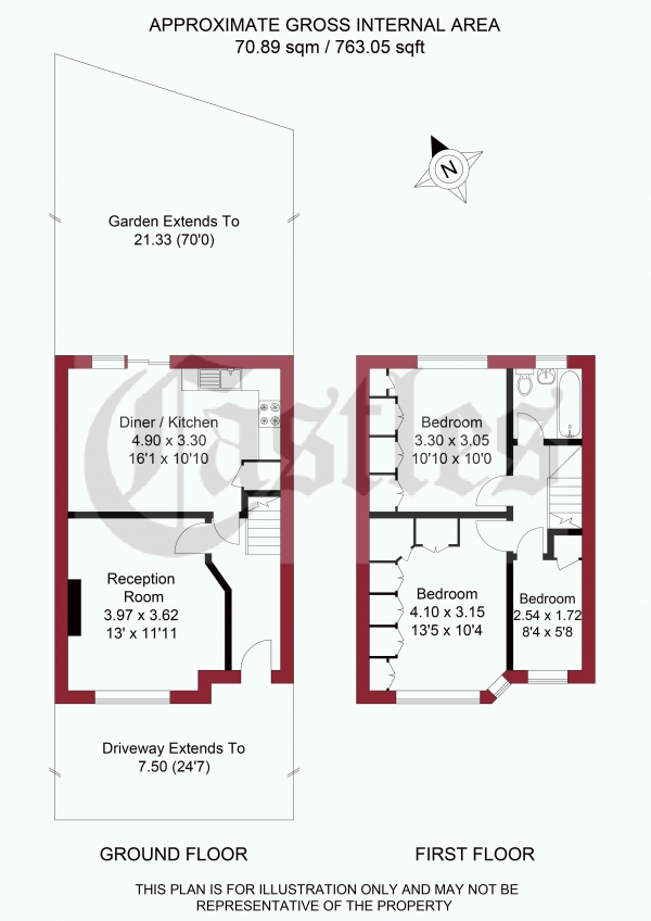 Floor Plan Image for 3 Bedroom Terraced House for Sale in Norfolk Avenue, London, N13