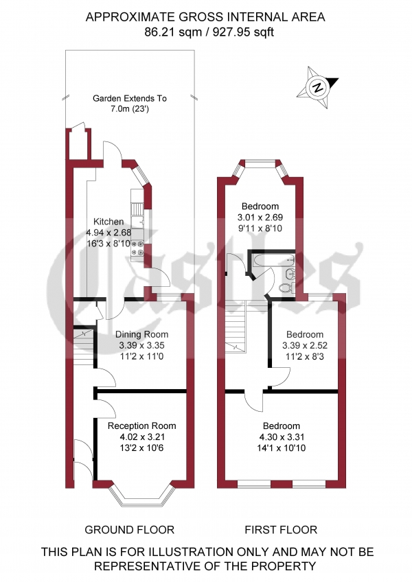 Floor Plan Image for 3 Bedroom Terraced House for Sale in Graham Road, London, N15