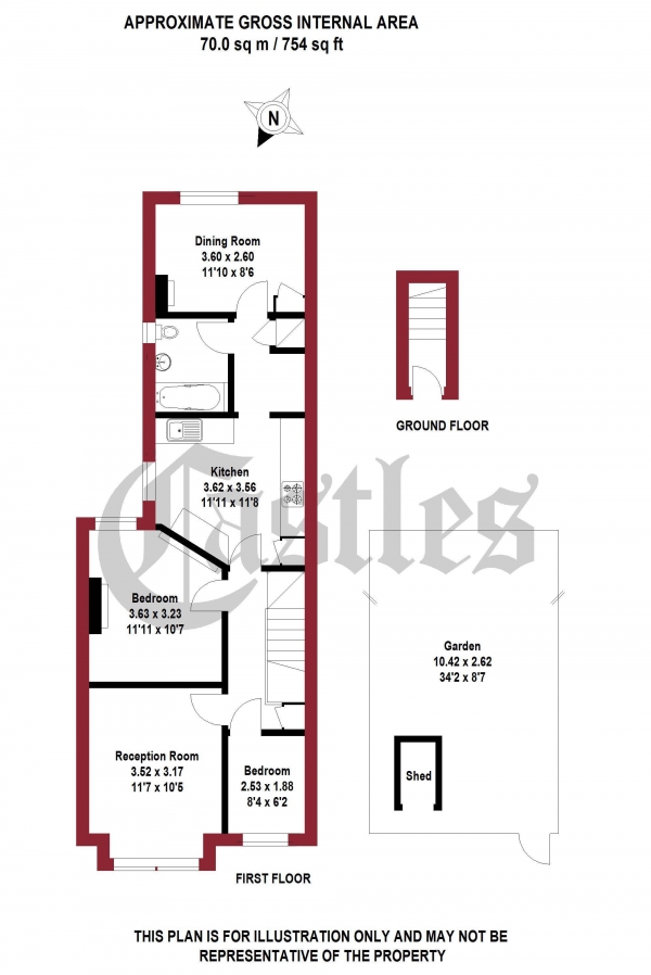 Floor Plan Image for 2 Bedroom Maisonette for Sale in Maryland Road, London, N22