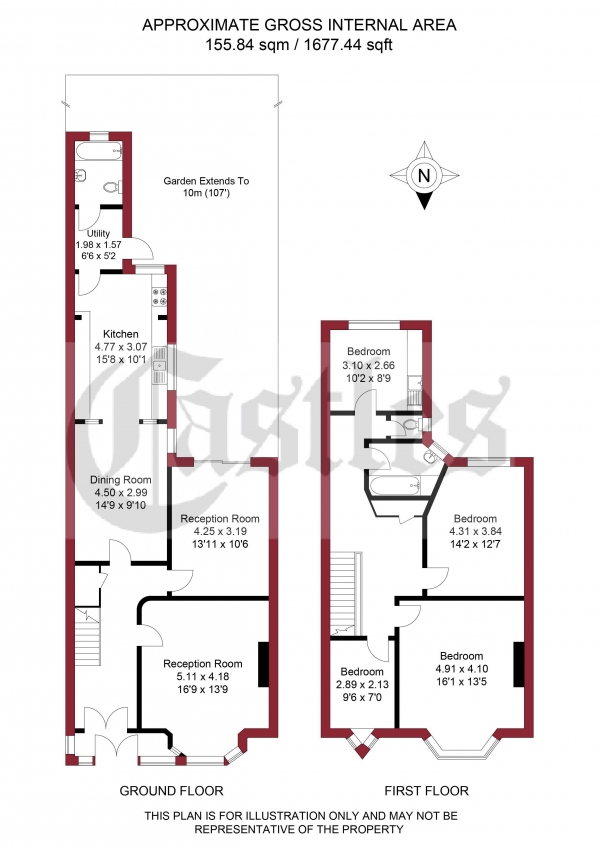 Floor Plan Image for 4 Bedroom Terraced House for Sale in Kelvin Avenue, London, N13