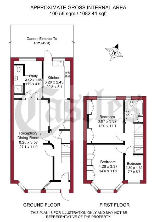 Floor Plan Image for 3 Bedroom Terraced House for Sale in Lyndhurst Road, London, N22