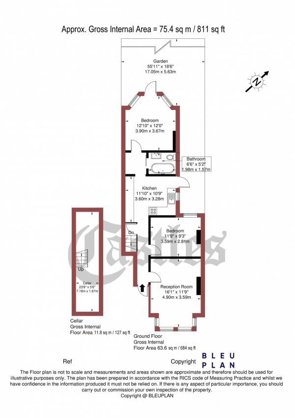 Floor Plan Image for 2 Bedroom Flat for Sale in Palmerston Crescent, Palmers Green, N13