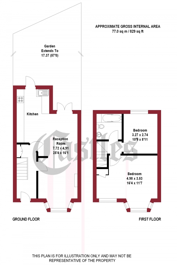 Floor Plan Image for 2 Bedroom Terraced House for Sale in Princes Avenue, Palmers Green, N13