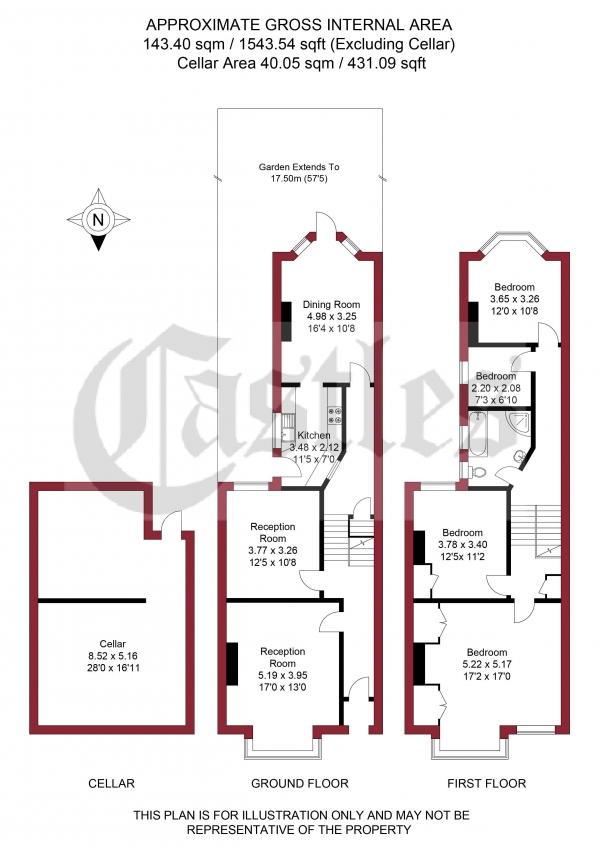 Floor Plan Image for 4 Bedroom Terraced House for Sale in Palmerston Crescent, Palmers Green, N13