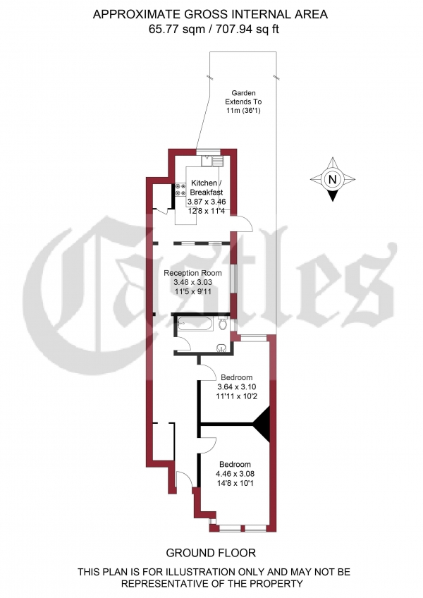 Floor Plan Image for 2 Bedroom Apartment for Sale in Lyndhurst Road, London, N22