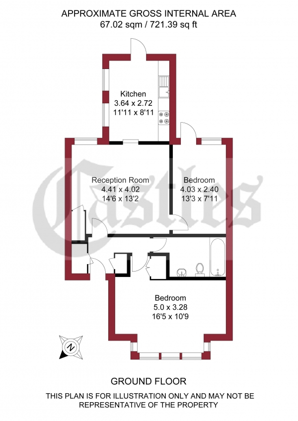 Floor Plan Image for 2 Bedroom Apartment for Sale in Brownlow Road, Bounds Green, N11