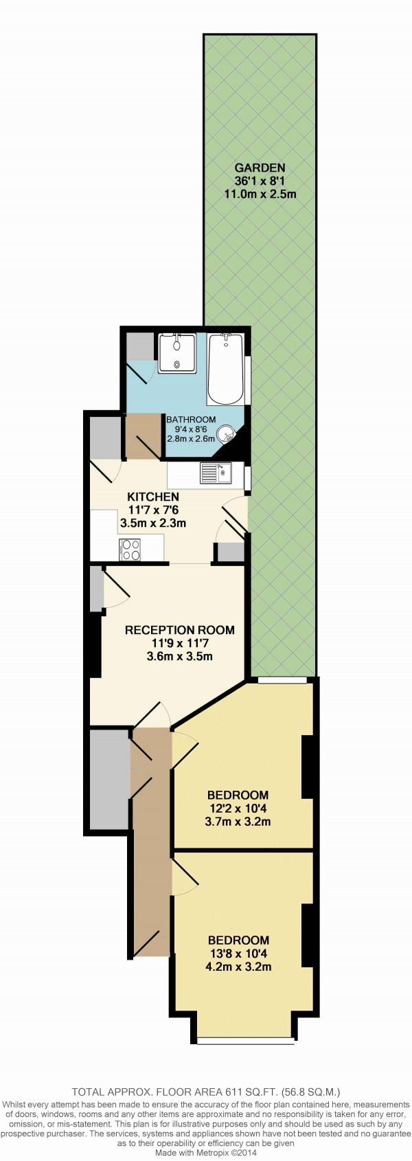 Floor Plan Image for 2 Bedroom Maisonette for Sale in Lyndhurst Road, Wood Green, N22