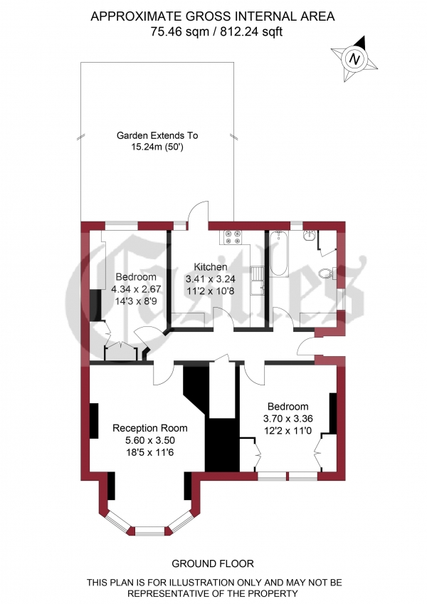 Floor Plan Image for 2 Bedroom Apartment for Sale in Woodside Road, London, N22