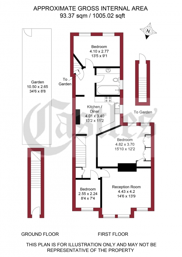 Floor Plan Image for 3 Bedroom Maisonette for Sale in Lyndhurst Road, London, N22