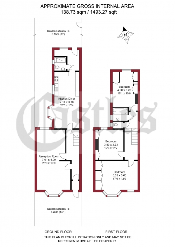 Floor Plan Image for 3 Bedroom Terraced House for Sale in Myddleton Road, London, N22