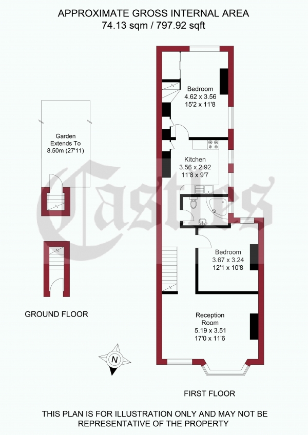 Floor Plan Image for 2 Bedroom Property for Sale in Lyndhurst Road, London, N22