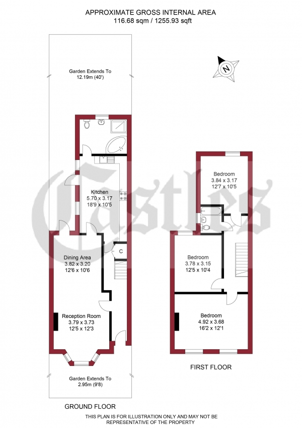 Floor Plan Image for 3 Bedroom Terraced House for Sale in Cheshire Road, Bowes Park, N22