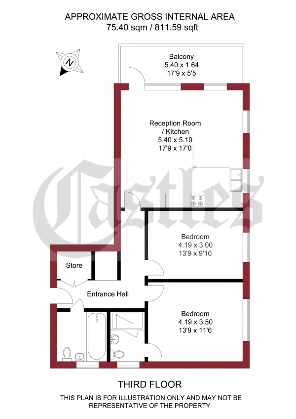 Floor Plan Image for 2 Bedroom Apartment for Sale in Ruby Mews, London, N13