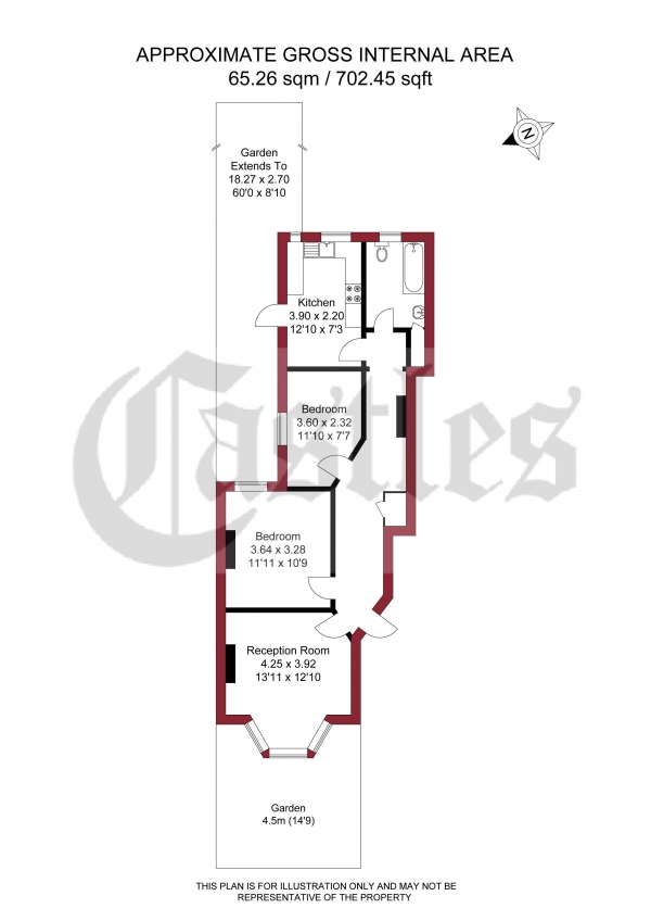 Floor Plan Image for 2 Bedroom Flat for Sale in Beech Road, London, N11