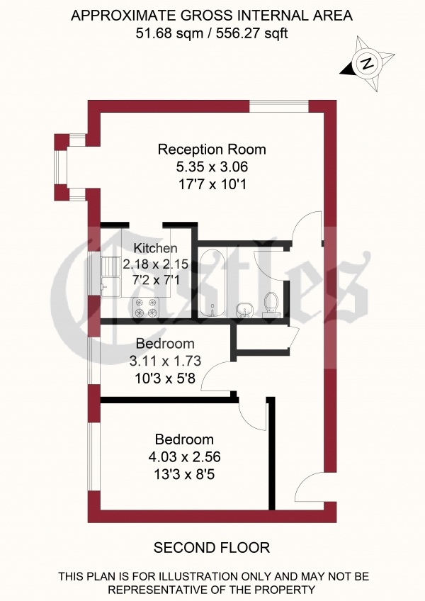 Floor Plan Image for 2 Bedroom Apartment for Sale in Medesenge Way, Palmers Green, N13