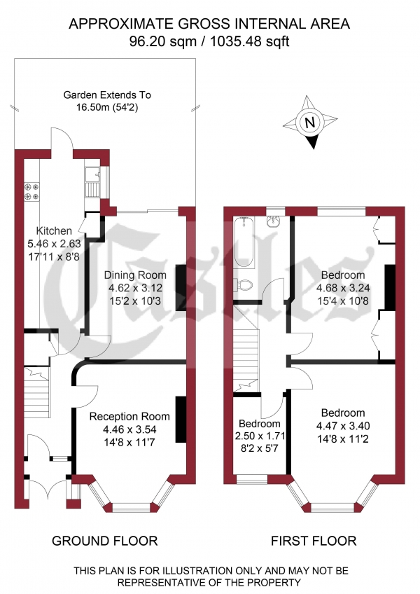 Floor Plan Image for 3 Bedroom Terraced House for Sale in Maryland Road, London, N22