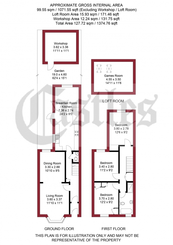 Floor Plan Image for 3 Bedroom Terraced House for Sale in Truro Road, London, N22