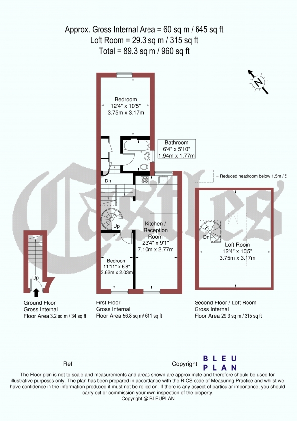 Floor Plan Image for 2 Bedroom Apartment for Sale in Goring Road, Bounds Green, N11