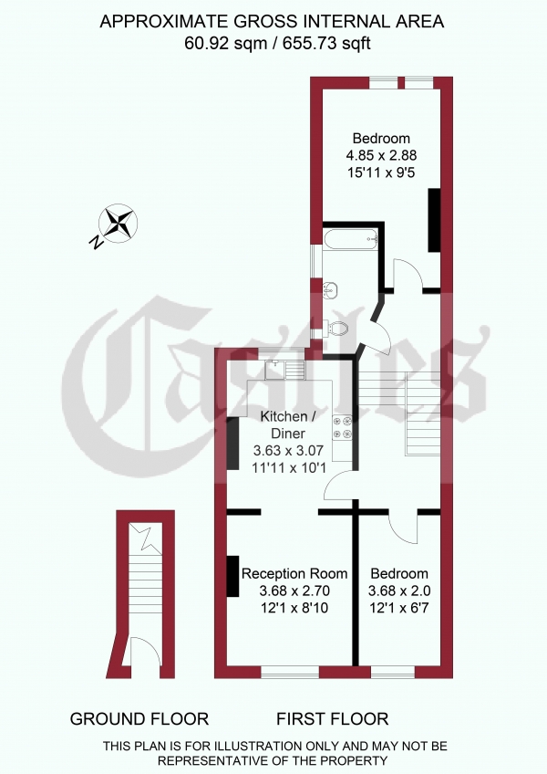 Floor Plan Image for 2 Bedroom Apartment for Sale in Cheshire Road, Bowes Park, N22