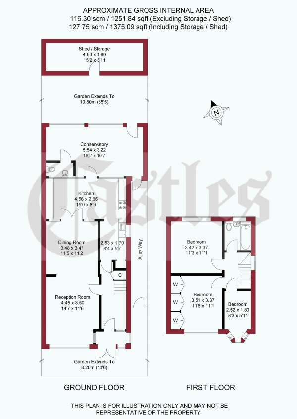 Floor Plan for 3 Bedroom Terraced House for Sale in Rusper Road, London, N22, N22, 6RA - Guide Price &pound550,000