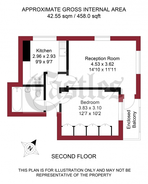 Floor Plan Image for 1 Bedroom Apartment for Sale in Commerce Road, London, N22