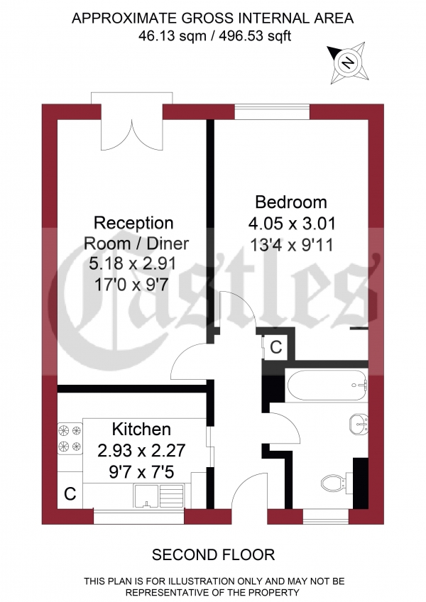 Floor Plan Image for 1 Bedroom Apartment for Sale in Acacia Road, London, N22