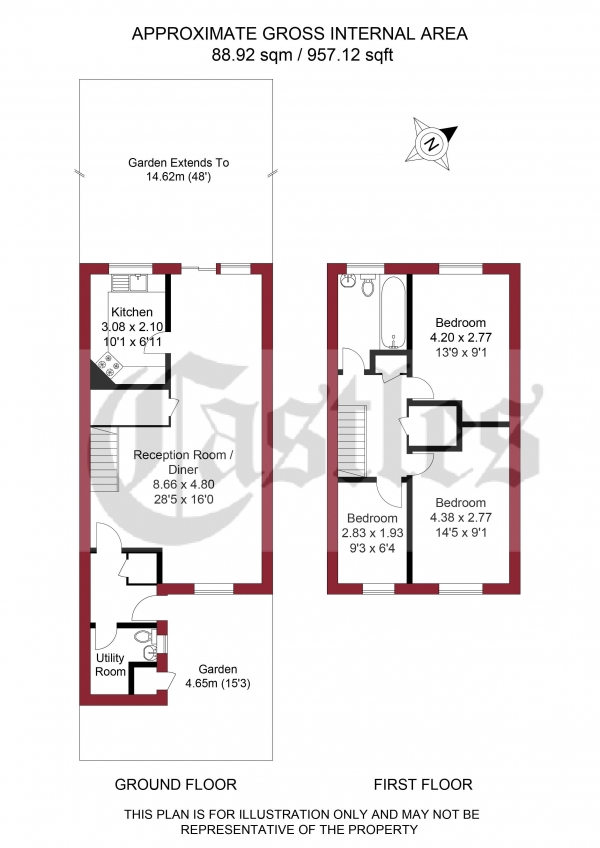 Floor Plan Image for 3 Bedroom Terraced House for Sale in Medesenge Way, London, N13