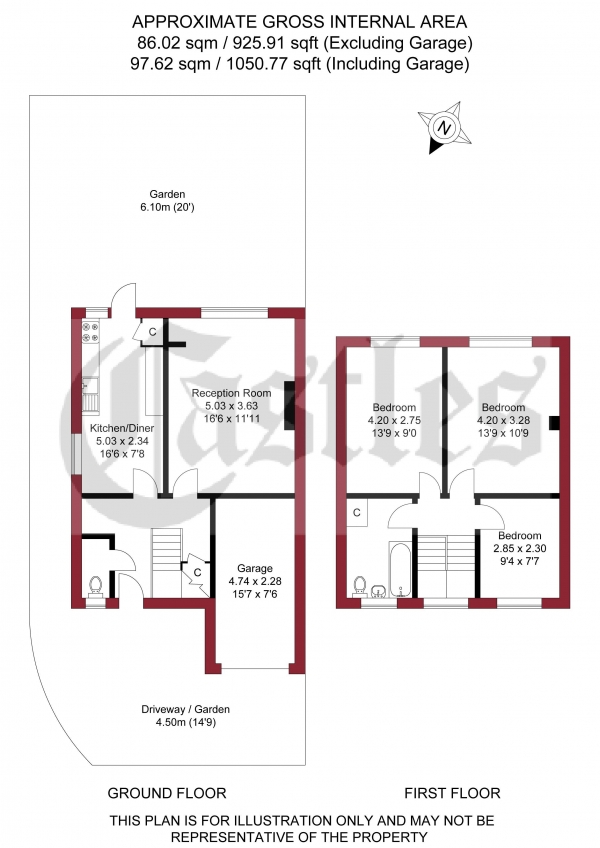 Floor Plan Image for 3 Bedroom Terraced House for Sale in Stirling Road, London, N22