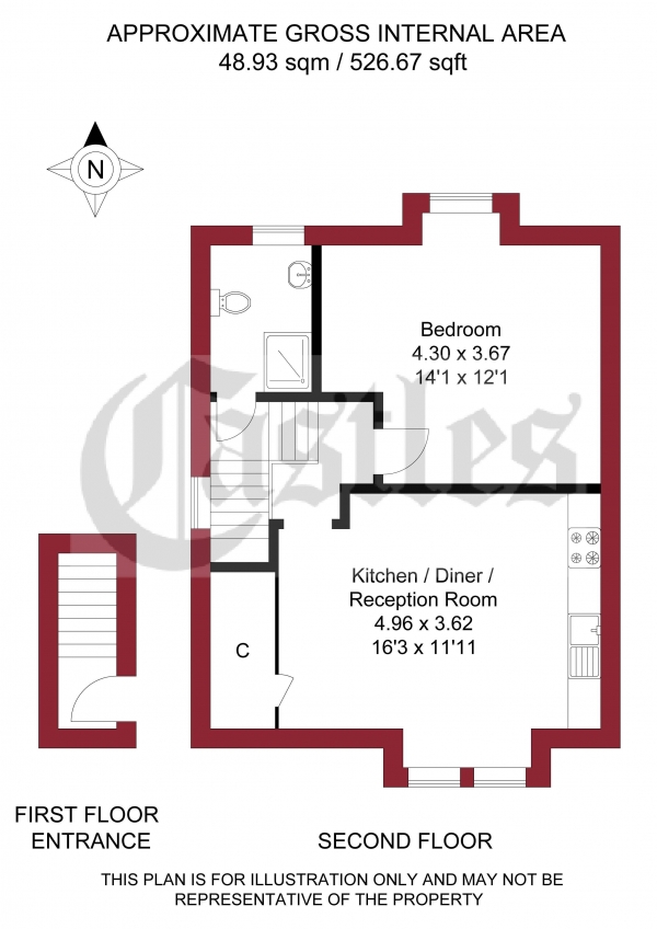 Floor Plan Image for 1 Bedroom Apartment for Sale in Lordship Lane, London, N22